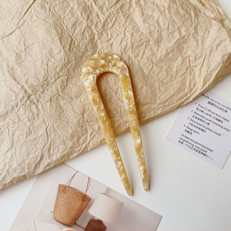 Jin Xin agrafă de păr în formă de U, placă de acid acetic, stil retro, origine Yiwu