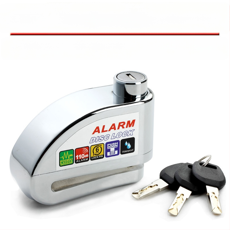 Riasztó tárcsafék-zár elektromos kerékpárhoz és motorkerékpárhoz, DF 8308, Anyag: cink-ötvözet, réz, Tömeg: 0,51 kg