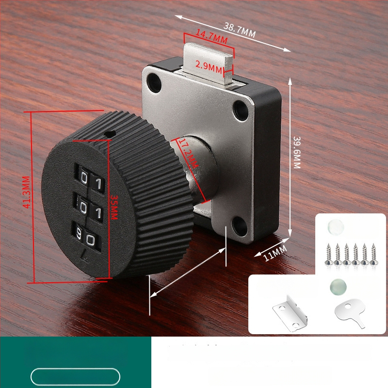 Κλειδαριά με κωδικό για συρτάρια και ντουλάπια — υλικό: κράμα ψευδάργύρου + ABS; μοντέλο: κλειδαριά με κωδικό; εφαρμογή: συρτάρια, ντουλάπια, αρχεία; τύπος: αριθμητικός κωδικός; ξεκλείδωμα: με κωδικό