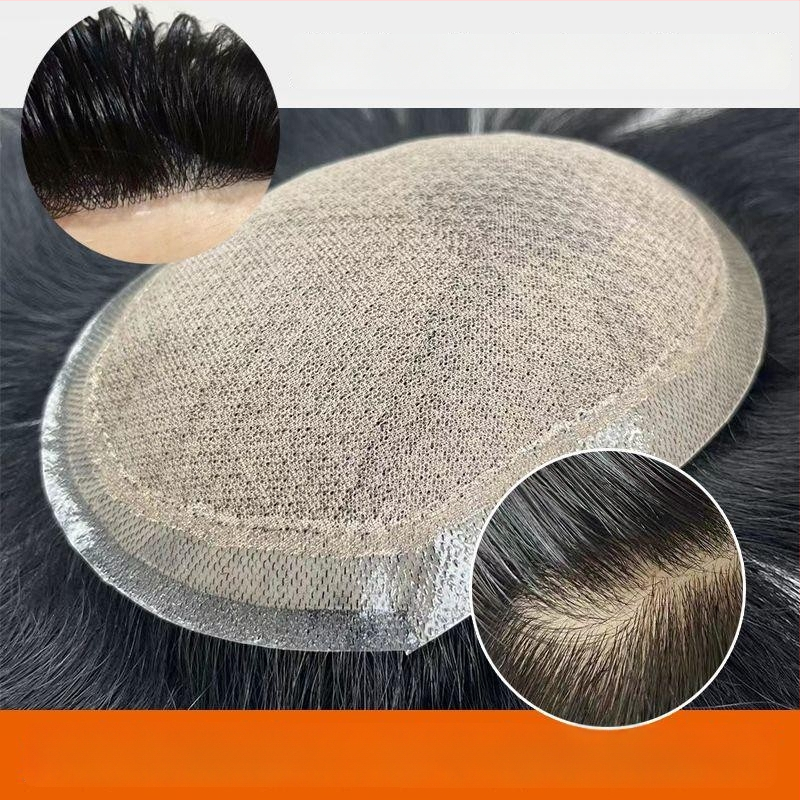 Férfi paróka – valós emberi haj, korona patch, zökkenőmentes hatás, természetes megjelenés, nem festhető