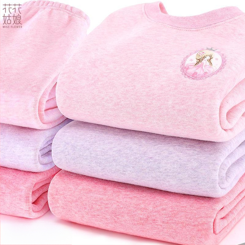 Σετ θερμικού εσωρούχου για κορίτσια, με φλίς επένδυση, από βαμβάκι, για τον χειμώνα, ηλικίες 3–8 ετών