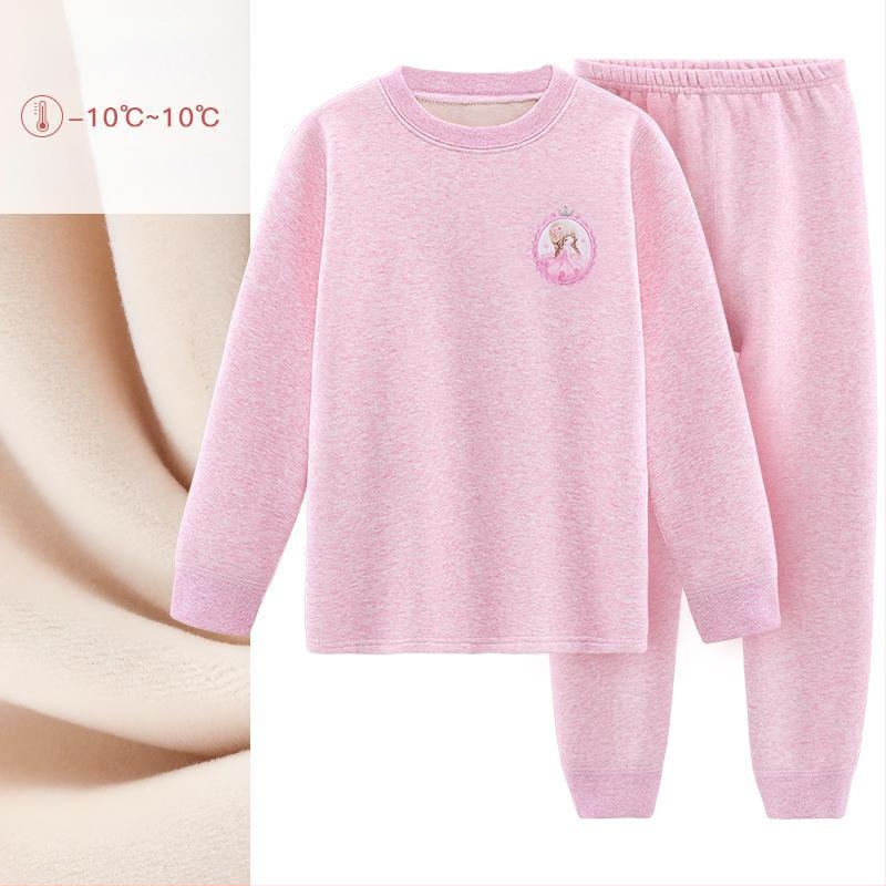 Σετ θερμικού εσωρούχου για κορίτσια, με φλίς επένδυση, από βαμβάκι, για τον χειμώνα, ηλικίες 3–8 ετών