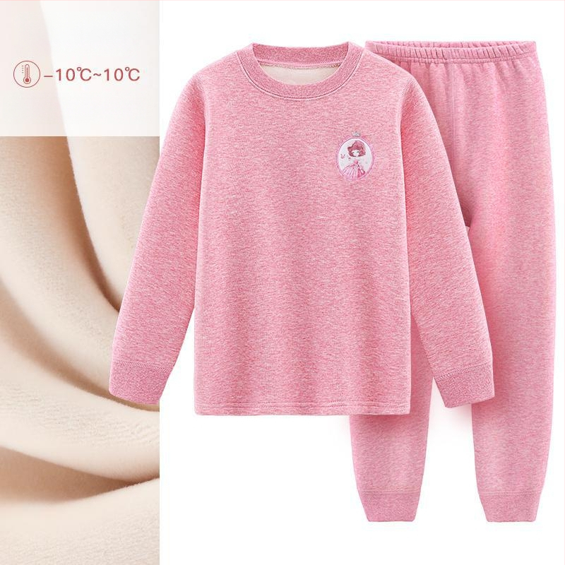 Σετ θερμικού εσωρούχου για κορίτσια, με φλίς επένδυση, από βαμβάκι, για τον χειμώνα, ηλικίες 3–8 ετών