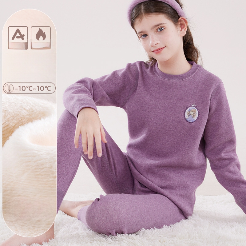 Σετ θερμικού εσωρούχου για κορίτσια, με φλίς επένδυση, από βαμβάκι, για τον χειμώνα, ηλικίες 3–8 ετών