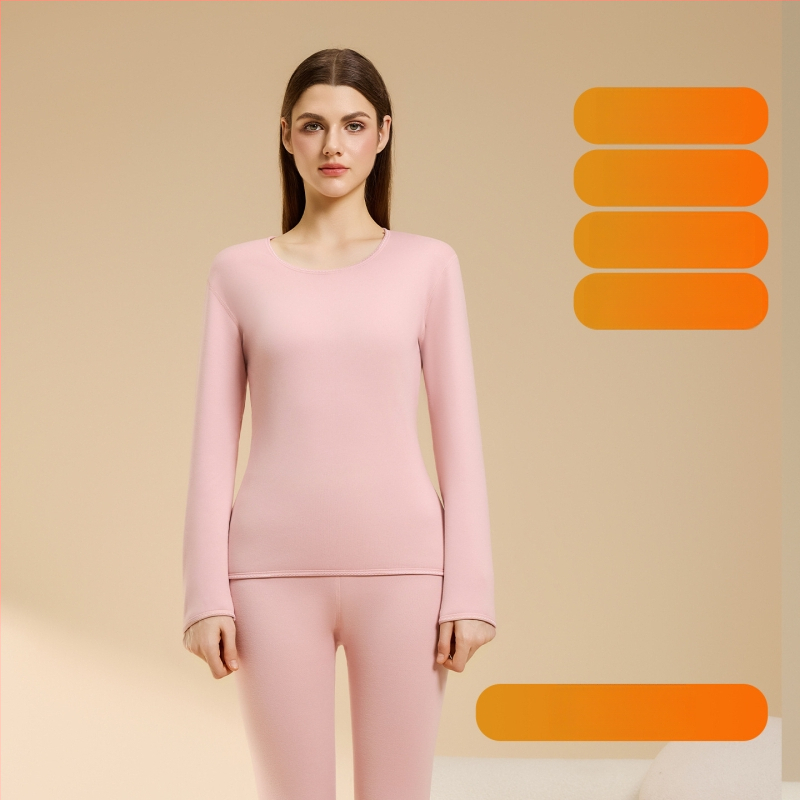 Set termic din lână de miel pentru femei, căptușeală din velur, guler rotund, mâneci lungi, pantaloni, grosime 251–300 g/m2, căldură de iarnă