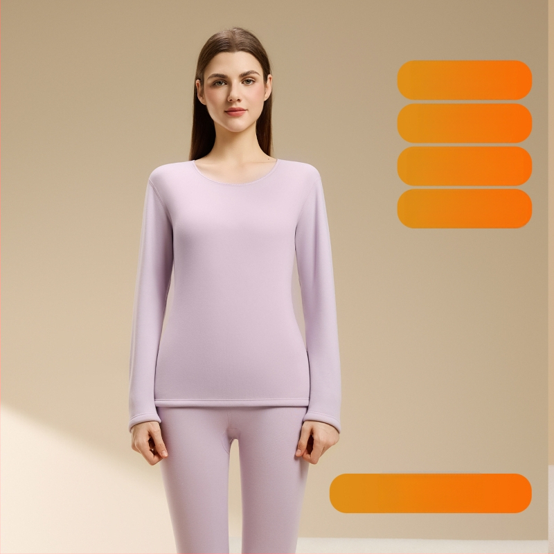 Set termic din lână de miel pentru femei, căptușeală din velur, guler rotund, mâneci lungi, pantaloni, grosime 251–300 g/m2, căldură de iarnă