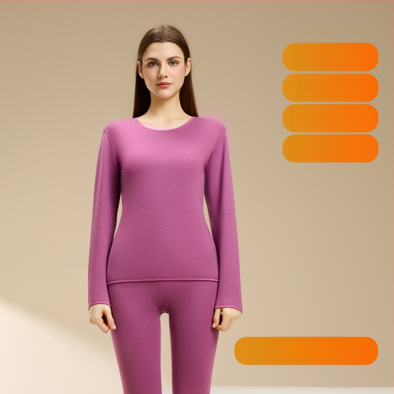 Set termic din lână de miel pentru femei, căptușeală din velur, guler rotund, mâneci lungi, pantaloni, grosime 251–300 g/m2, căldură de iarnă