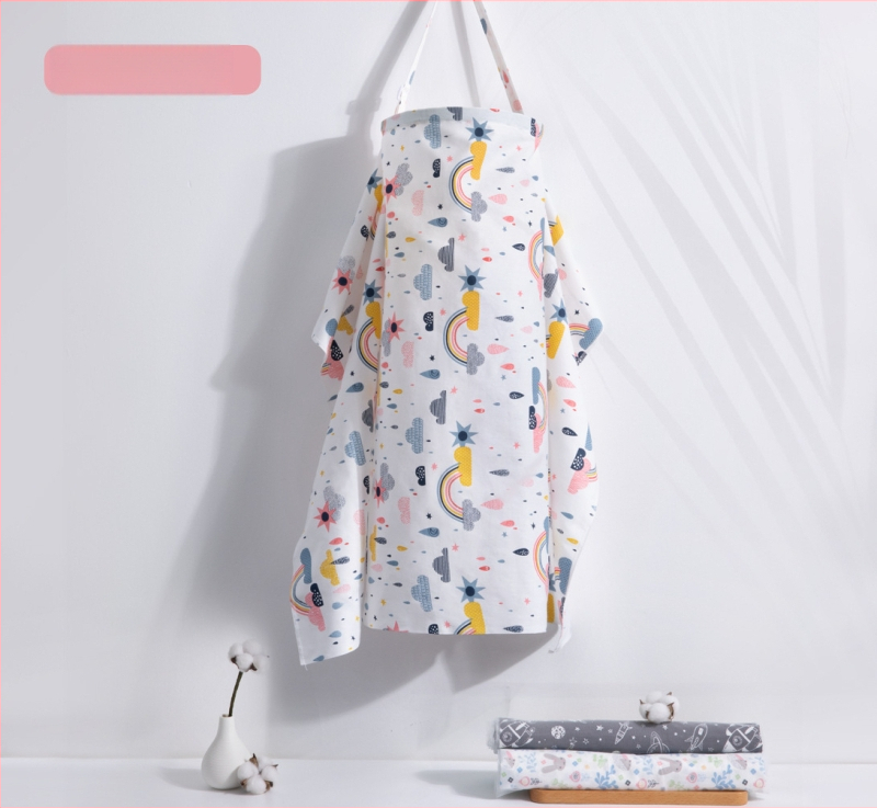 Acoperământ pentru alăptat din 95% bumbac, cu model Cartoon, mâneci scurte