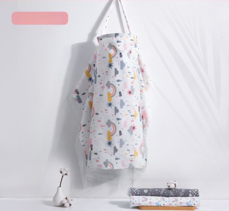 Acoperământ pentru alăptat din 95% bumbac, cu model Cartoon, mâneci scurte