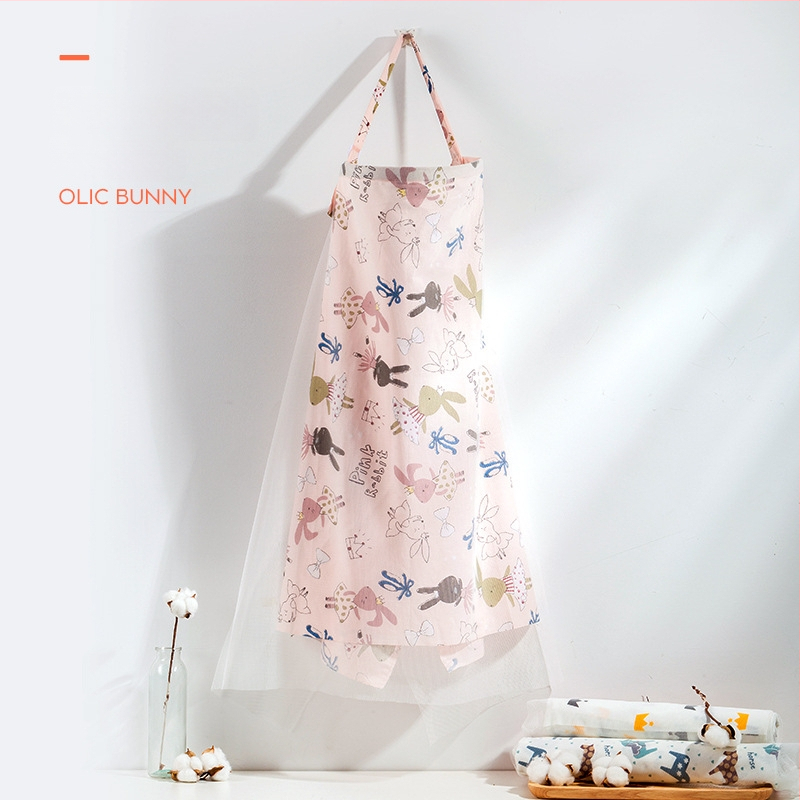 Acoperământ pentru alăptat din 95% bumbac, cu model Cartoon, mâneci scurte