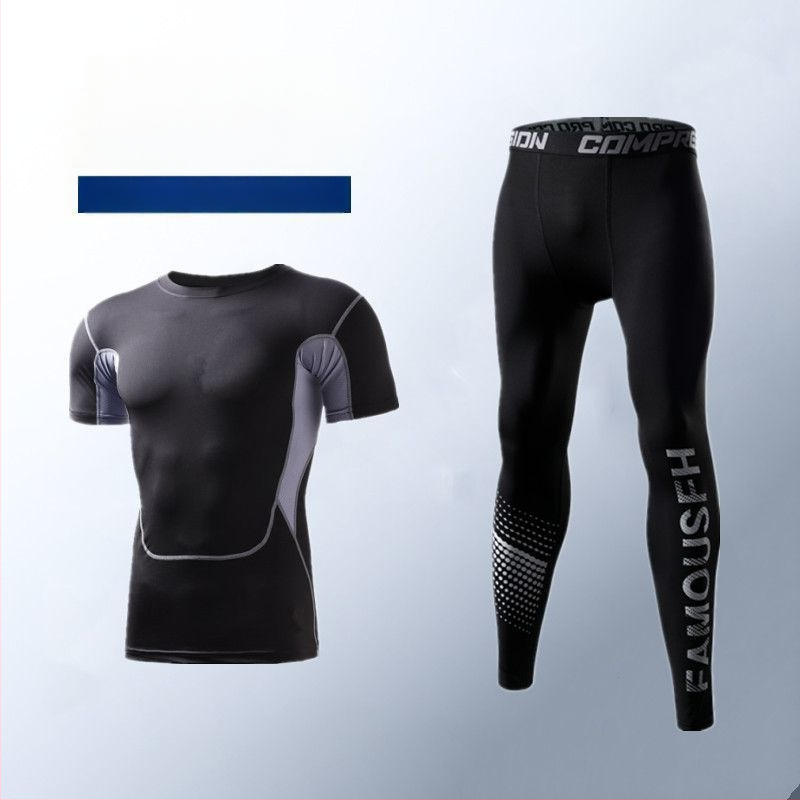 Ανδρικό σετ βάσης για τρέξιμο που στεγνώνει γρήγορα — κολάν υψηλής ελαστικότητας με απορρόφηση ιδρώτα, ύφασμα πολυεστέρα/βινυλόνη 91–95%