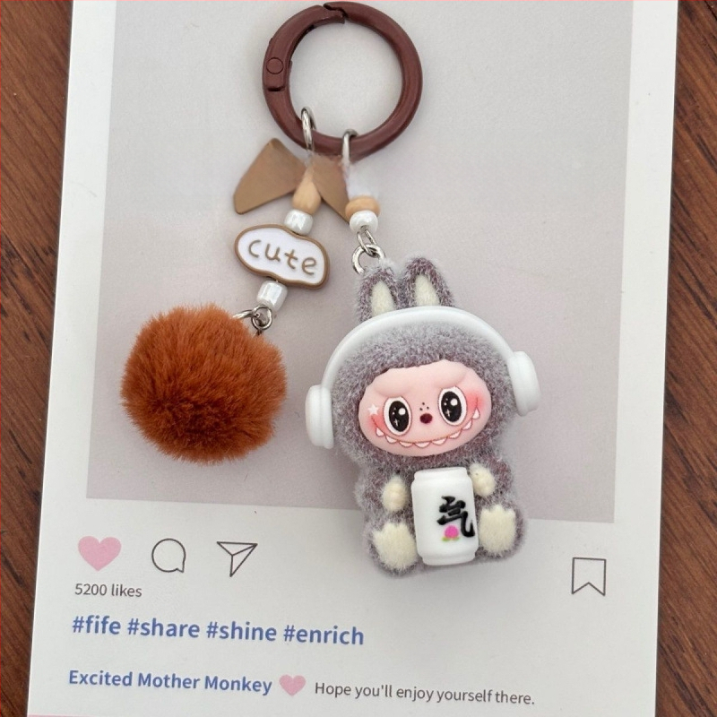 PVC flocking anyagú kulcstartó, rajzfilm-stílusú, személyes ajándék