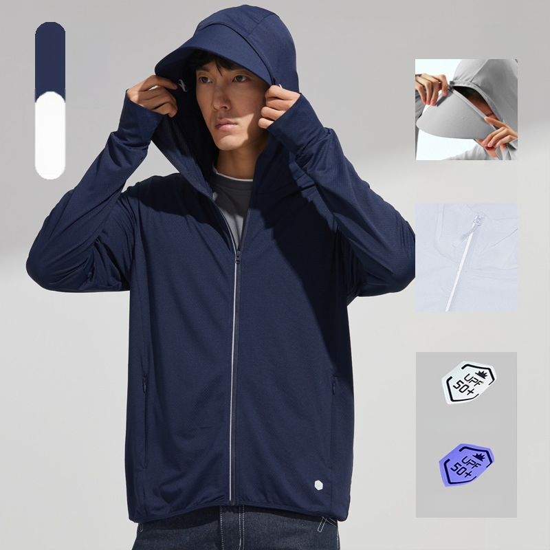 Unisex letná kapucňová vetrovka s UPF50+ UV ochranou, ultra ľahká, priedušná a rýchloschnúca