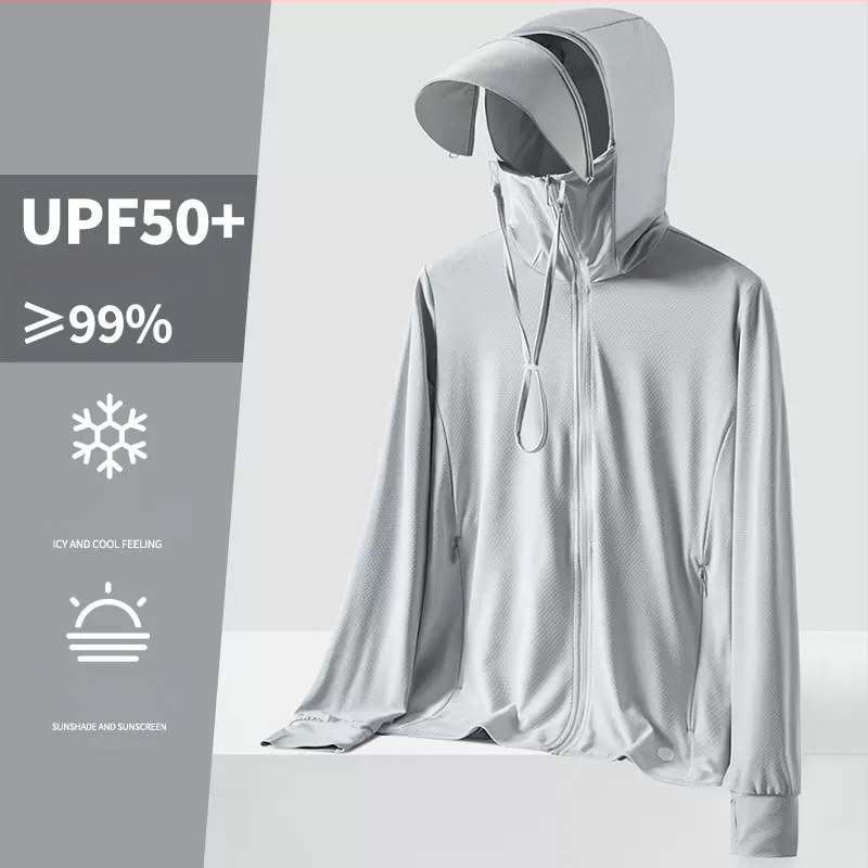 Unisex letná kapucňová vetrovka s UPF50+ UV ochranou, ultra ľahká, priedušná a rýchloschnúca