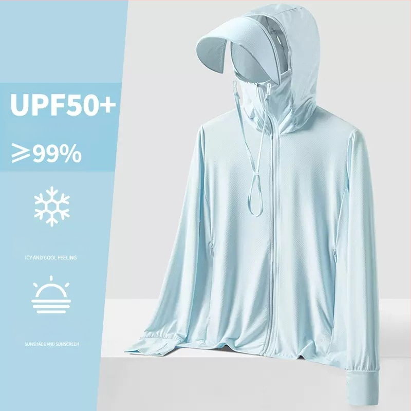 Unisex letná kapucňová vetrovka s UPF50+ UV ochranou, ultra ľahká, priedušná a rýchloschnúca