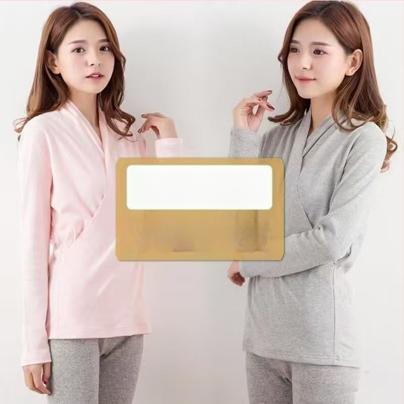 Σετ τοπ θηλασμού για εγκύους – μακριά μανίκια, μίξη βαμβάκι-ελαστάν, μπροστινό άνοιγμα θηλασμού, φθινοπωρινό 2025, στυλ τεσσάρων εποχών