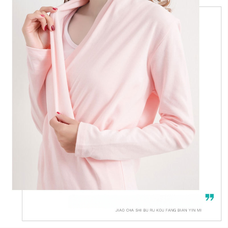 Σετ τοπ θηλασμού για εγκύους – μακριά μανίκια, μίξη βαμβάκι-ελαστάν, μπροστινό άνοιγμα θηλασμού, φθινοπωρινό 2025, στυλ τεσσάρων εποχών