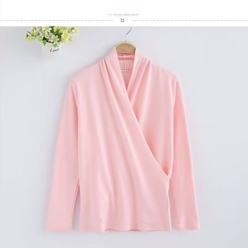 Σετ τοπ θηλασμού για εγκύους – μακριά μανίκια, μίξη βαμβάκι-ελαστάν, μπροστινό άνοιγμα θηλασμού, φθινοπωρινό 2025, στυλ τεσσάρων εποχών