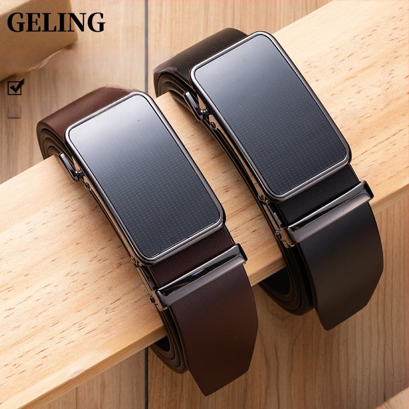 Curea GELING din piele naturală, din piele de vițel prim-strat, cataramă automată, piele tratată vegetal, design cu un singur strat