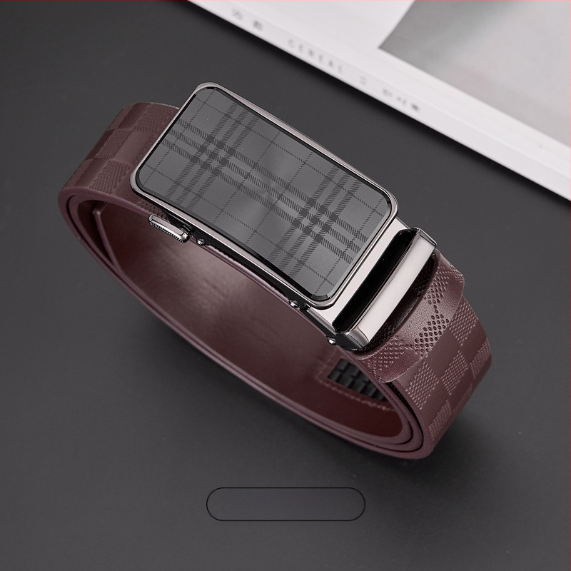 Curea GELING din piele naturală, din piele de vițel prim-strat, cataramă automată, piele tratată vegetal, design cu un singur strat