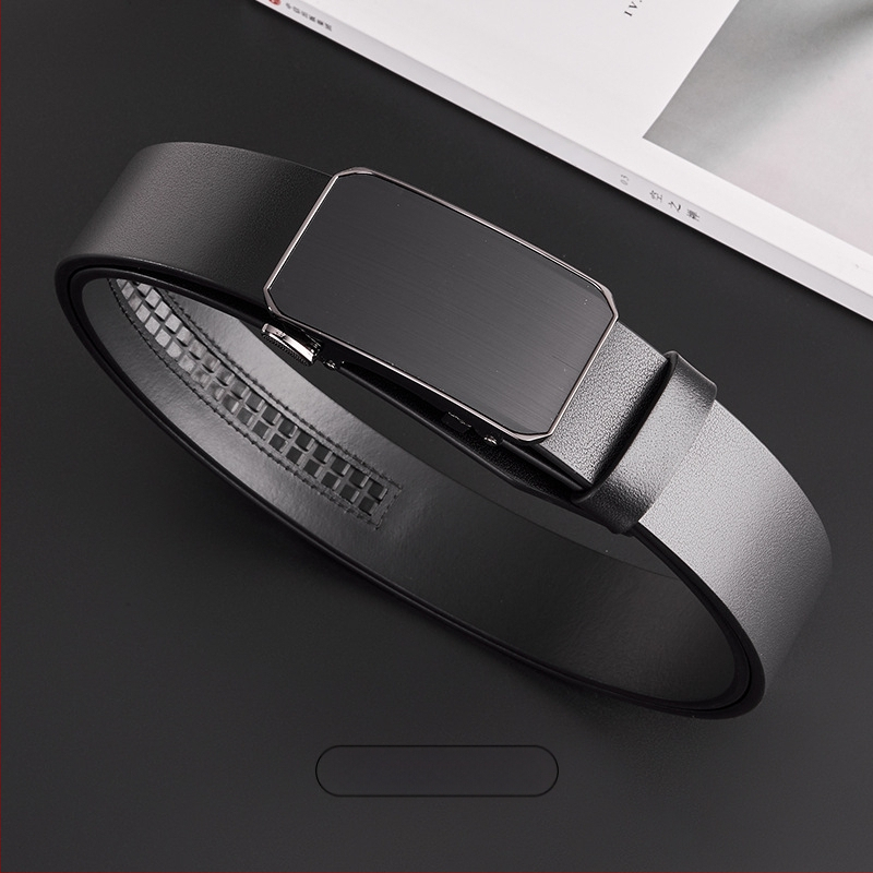 Curea GELING din piele naturală, din piele de vițel prim-strat, cataramă automată, piele tratată vegetal, design cu un singur strat