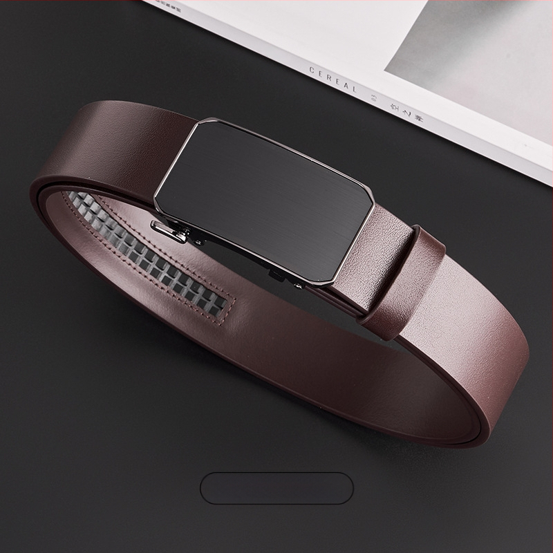 Curea GELING din piele naturală, din piele de vițel prim-strat, cataramă automată, piele tratată vegetal, design cu un singur strat