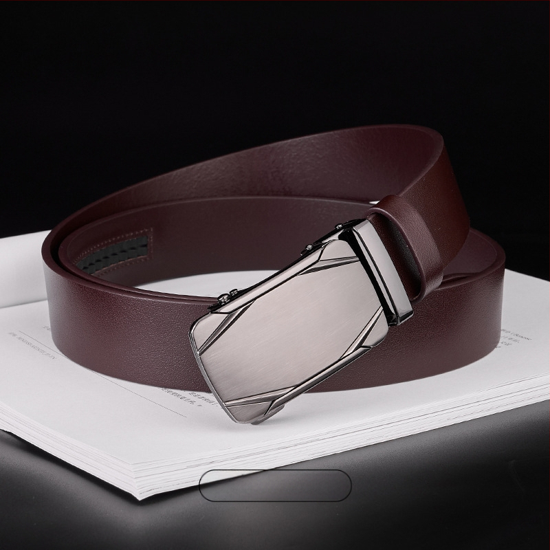 Curea GELING din piele naturală, din piele de vițel prim-strat, cataramă automată, piele tratată vegetal, design cu un singur strat