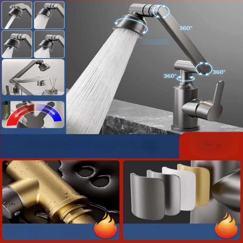 Nerezová oceľová miešacia batéria pre umývadlo s reguláciou teploty (1-100°C), horúca/studená voda, montáž na doske, model ZC1099, meďový jadrový ventil, 20 mm vstup/výstup