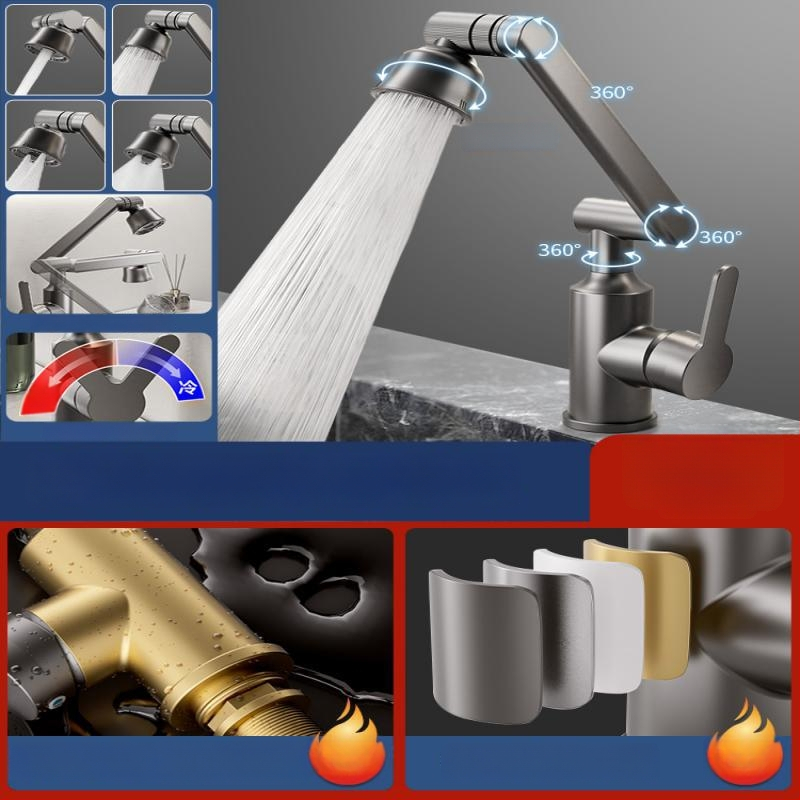 Nerezová oceľová miešacia batéria pre umývadlo s reguláciou teploty (1-100°C), horúca/studená voda, montáž na doske, model ZC1099, meďový jadrový ventil, 20 mm vstup/výstup