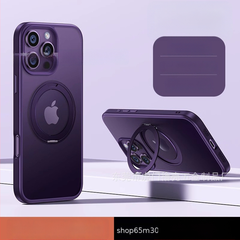 iPhone-hoz készült 360°-os forgó állvánnyal ellátott tok, átlátszó szilikon, CNC-kivitel, ütésálló, mágneses rögzítéssel, kompatibilis az iPhone 12/13/14 sorozattal