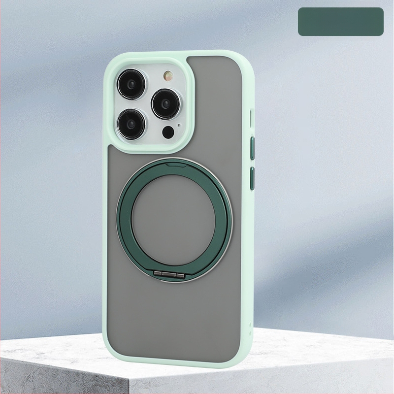 iPhone-hoz készült 360°-os forgó állvánnyal ellátott tok, átlátszó szilikon, CNC-kivitel, ütésálló, mágneses rögzítéssel, kompatibilis az iPhone 12/13/14 sorozattal