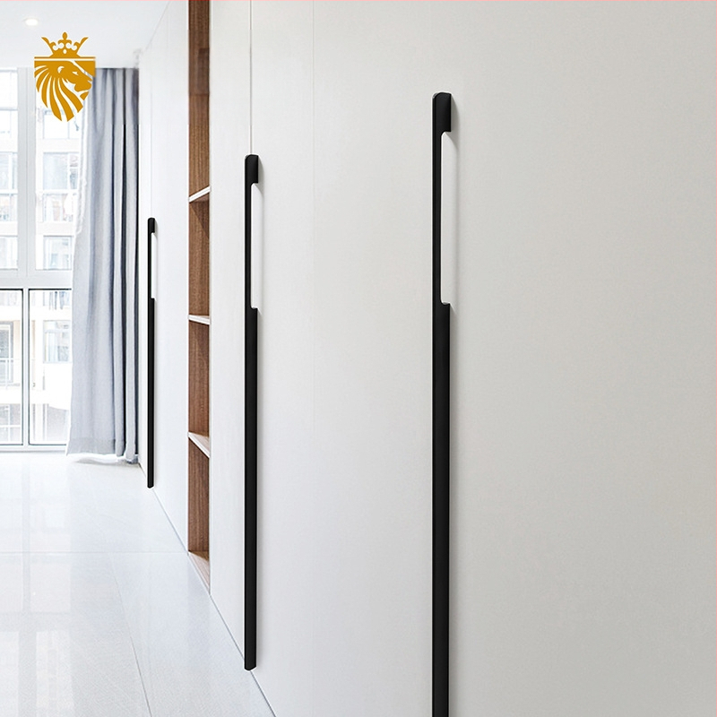 Χειρολαβή ντουλάπας από κράμα αλουμινίου, μοντέρνος μινιμαλιστικός στυλ, χυτό με καλούπι, σχήματος ημι-dumpling, επιφανειακή τοποθέτηση