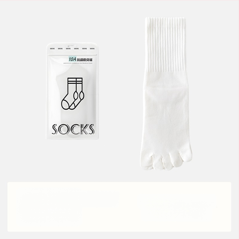 Мъжки антибактериални чорапи с пет пръста, памучни, абсорбират пот и дезодорират, до средата на прасеца; състав: 95% памук, 3% найлон, 2% спандекс