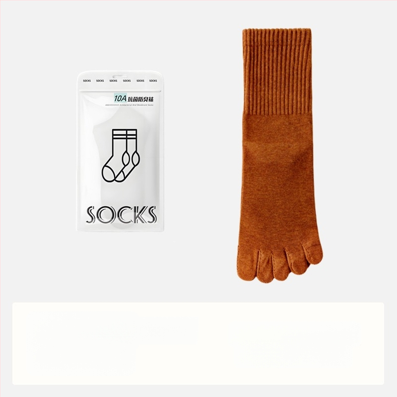 Мъжки антибактериални чорапи с пет пръста, памучни, абсорбират пот и дезодорират, до средата на прасеца; състав: 95% памук, 3% найлон, 2% спандекс