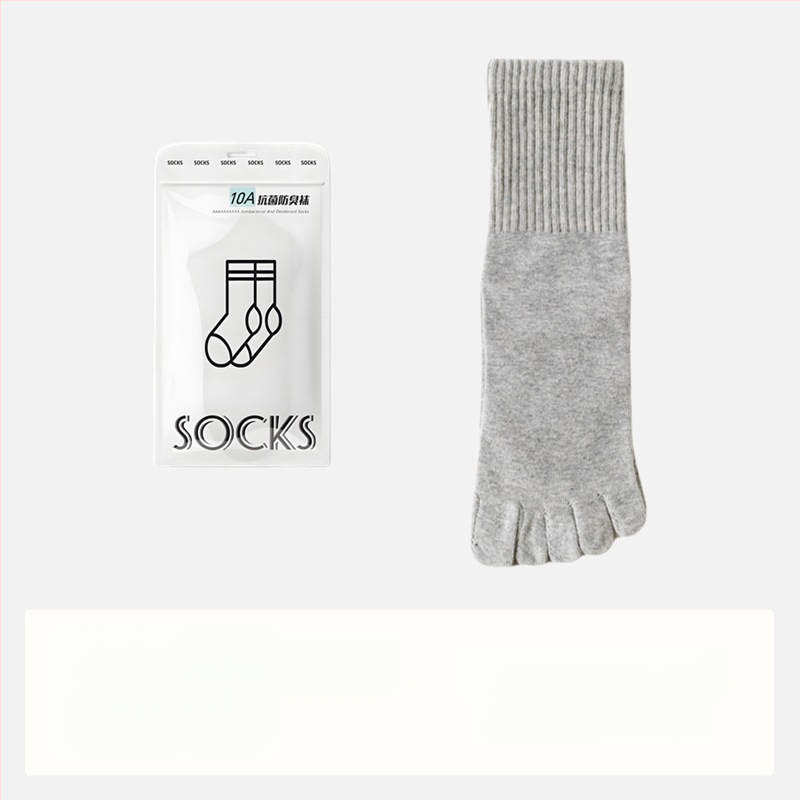Мъжки антибактериални чорапи с пет пръста, памучни, абсорбират пот и дезодорират, до средата на прасеца; състав: 95% памук, 3% найлон, 2% спандекс