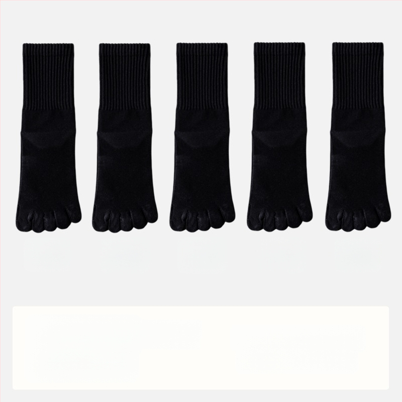 Мъжки антибактериални чорапи с пет пръста, памучни, абсорбират пот и дезодорират, до средата на прасеца; състав: 95% памук, 3% найлон, 2% спандекс