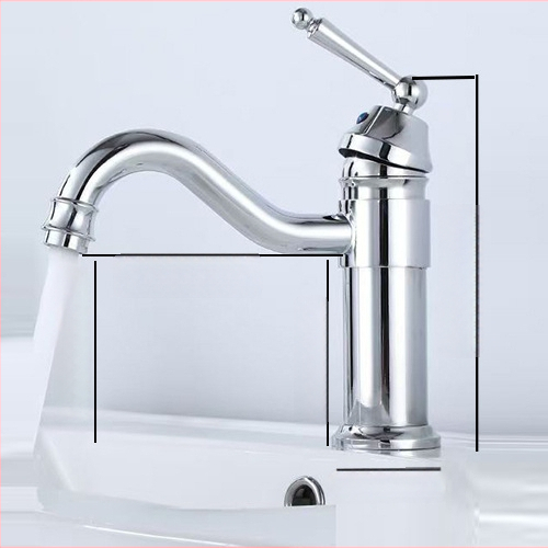 Mosadzový európsky antický kohútik pre umývadlo, horúca a studená voda, s jedným otvorom, na dosku, vysoký profil, keramický diskový ventil, model FG76-09