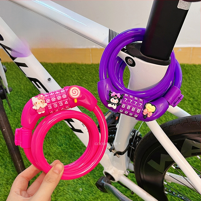 Hegyi kerékpárhoz kódos zár – lopás elleni védelem, aranyos rajzolt dizájn, 2025-ös modell, acélkábel/lánc zár (Termékkód: Tsm+8)