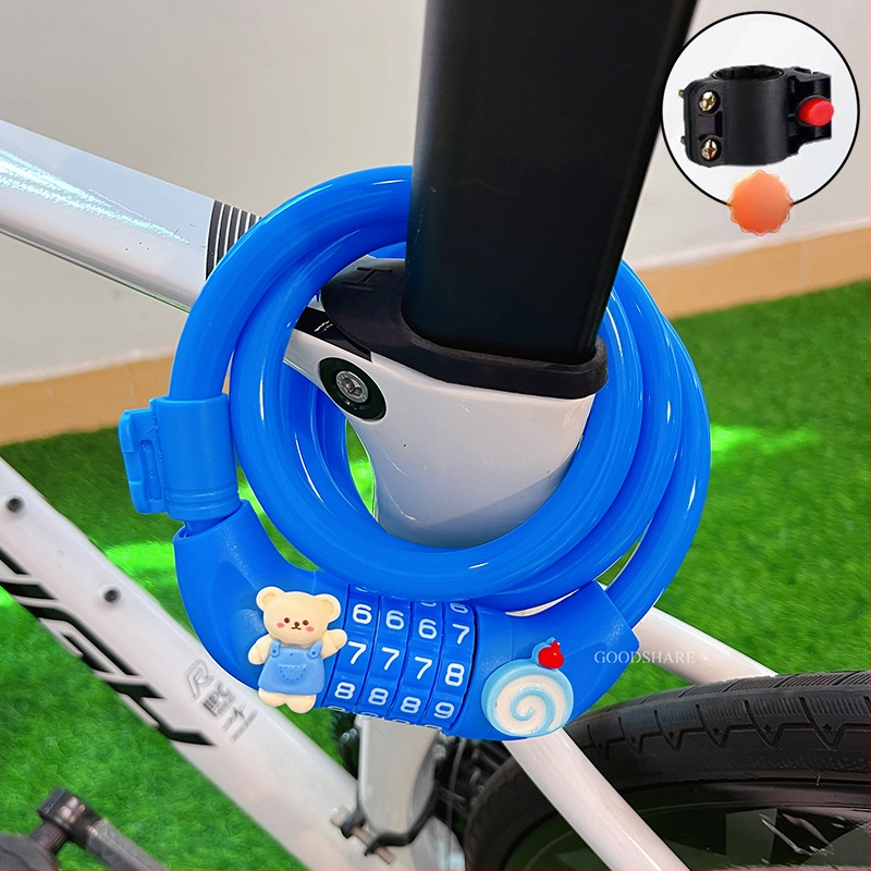 Hegyi kerékpárhoz kódos zár – lopás elleni védelem, aranyos rajzolt dizájn, 2025-ös modell, acélkábel/lánc zár (Termékkód: Tsm+8)