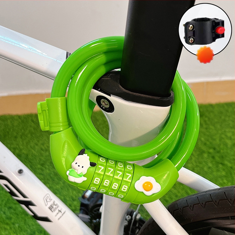 Hegyi kerékpárhoz kódos zár – lopás elleni védelem, aranyos rajzolt dizájn, 2025-ös modell, acélkábel/lánc zár (Termékkód: Tsm+8)