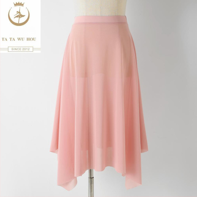 Балетна пола за жени – еластична талия, найлон >95% материя, полу-дълга мрежеста тюл пола за балетни тренировки, без гладене, Пролет 2025