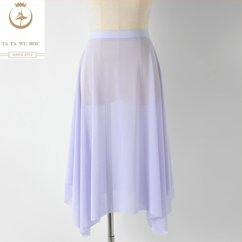 Балетна пола за жени – еластична талия, найлон >95% материя, полу-дълга мрежеста тюл пола за балетни тренировки, без гладене, Пролет 2025