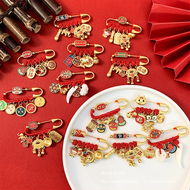 Брошка за бебета и деца - анти-страх аксесоар за безопасни разходки, унисекс, зодия Дракон, смесени материали, зима 2023