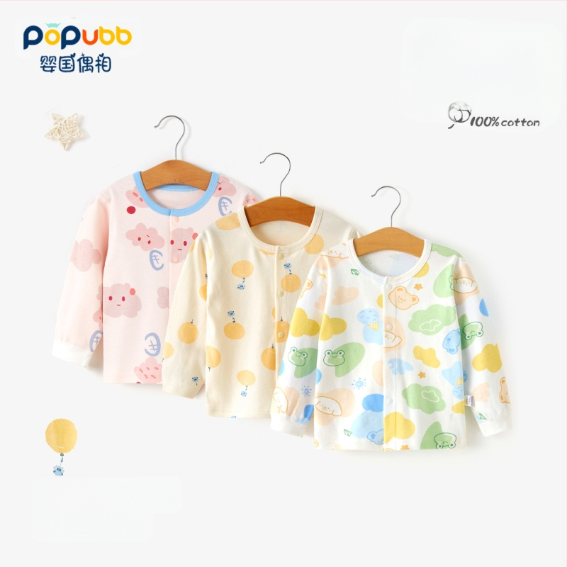 Unisex βαμβακερή θερμική μπλούζα βάσης για παιδιά 1–3 ετών, μαλακή επεξεργασία, στρογγυλή λαιμόκοψη, 100% βαμβάκι, Άνοιξη-Φθινόπωρο-Χειμώνας