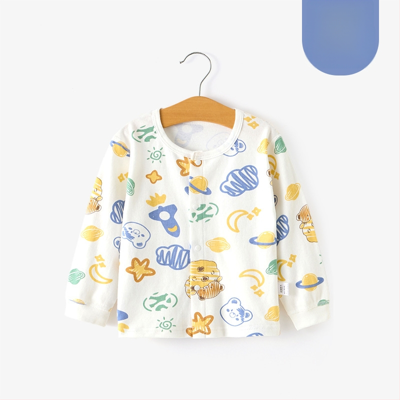 Unisex βαμβακερή θερμική μπλούζα βάσης για παιδιά 1–3 ετών, μαλακή επεξεργασία, στρογγυλή λαιμόκοψη, 100% βαμβάκι, Άνοιξη-Φθινόπωρο-Χειμώνας