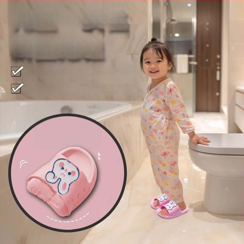 Детски еднократни сгъваеми чехли за хотел и пътуване, леки и тънки, за деца 1–3 години, PVC горна част и PVC подметка, стил карикатура, лято