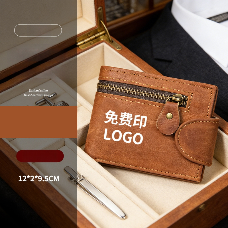 Valódi bőrből készült kártyatartó, két hajtással, európai–amerikai vintage stílus, lopás elleni védelem