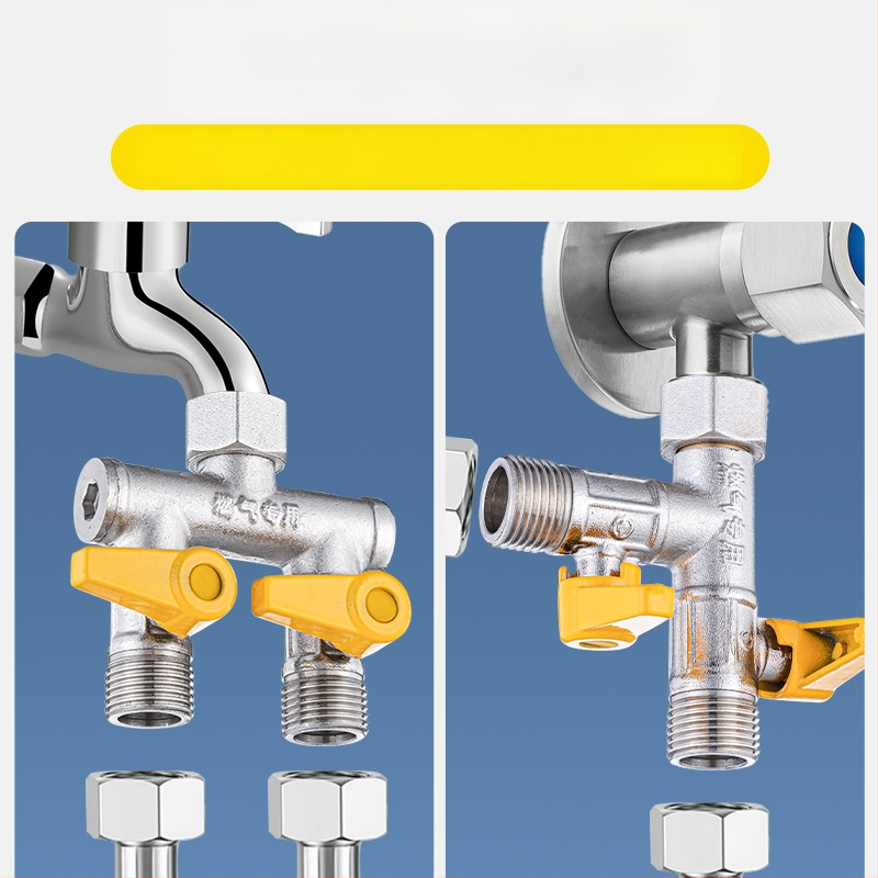Mosazný rozdělovač vody na kohútik, 1 vstup 3 výstupy, závitové pripojenie, 0–90°C