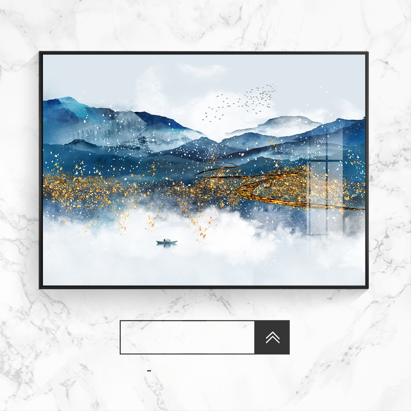 Διακοσμητικό έργο τοίχου για ηλεκτρικό μετρητή, τοπίο, κρεμαστό, πλαίσιο από κράμα αλουμινίου, πίνακας πορσελάνης με κρύσταλλο, νέο κινέζικο στυλ