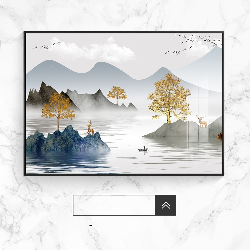 Διακοσμητικό έργο τοίχου για ηλεκτρικό μετρητή, τοπίο, κρεμαστό, πλαίσιο από κράμα αλουμινίου, πίνακας πορσελάνης με κρύσταλλο, νέο κινέζικο στυλ